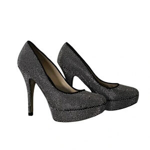 ENZO ANGIOLINI* Black Silver Studded Sparkly Sexy High Heels Size 7.5M